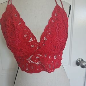 PINK by Victoria's SECRET Bright Red Lace Bralette Feminine, Sexy, Vixen No Size